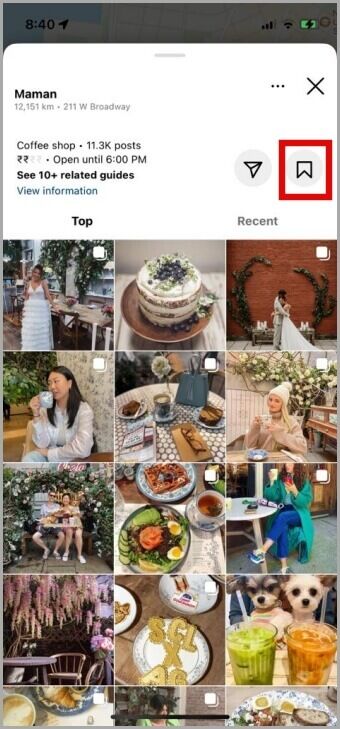 Bookmark-a-Business-Account-on-Instagram-Map-340x729 كيفية استخدام ميزة الخريطة على Instagram