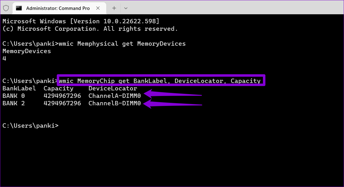 Check-Available-RAM-Slots-on-Windows-11-Using-Command-Prompt أفضل 3 طرق للتحقق من فتحات ذاكرة الوصول العشوائي RAM المتوفرة في Windows 11