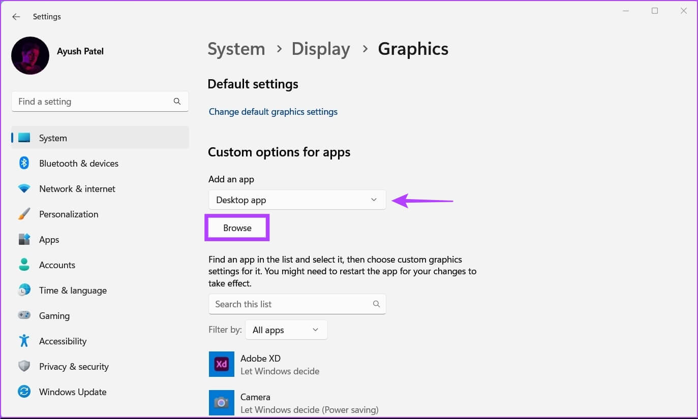 Click-Browse-1373x825 كيفية تعيين وحدة معالجة الرسوميات GPU المفضلة للتطبيقات والألعاب على Windows 11