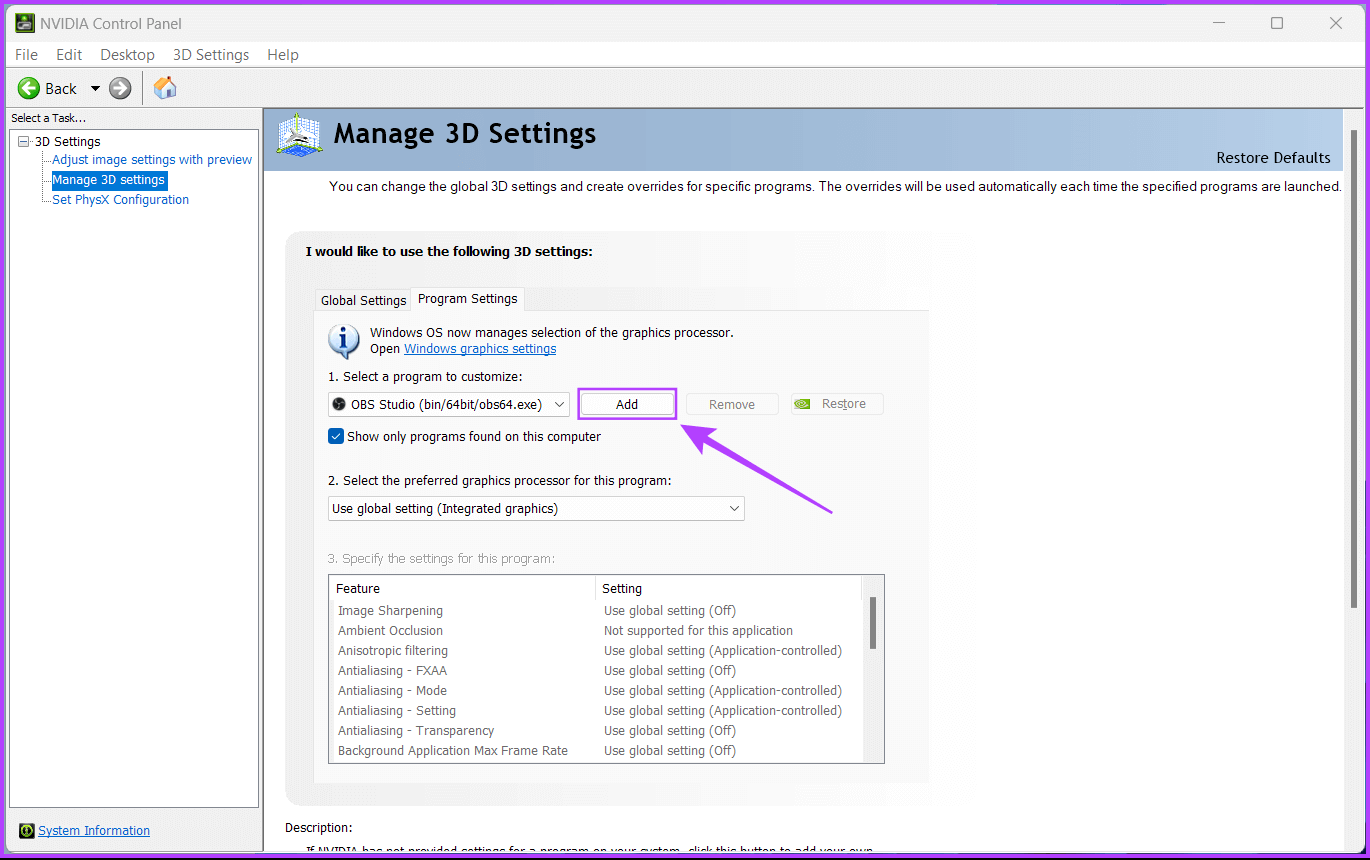 Click-On-Add كيفية تعيين وحدة معالجة الرسوميات GPU المفضلة للتطبيقات والألعاب على Windows 11
