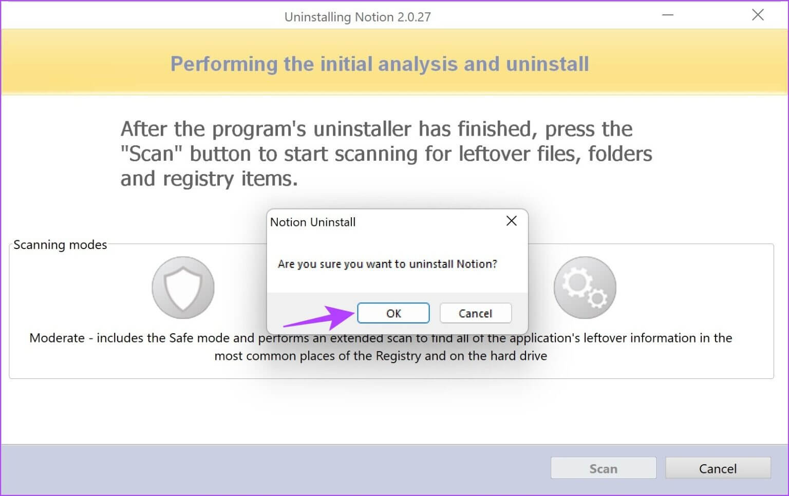 Click-on-OK-to-Uninstall-1536x966-1-1536x966 3 طرق لإزالة الملفات المتبقية بعد إلغاء تثبيت البرنامج على Windows