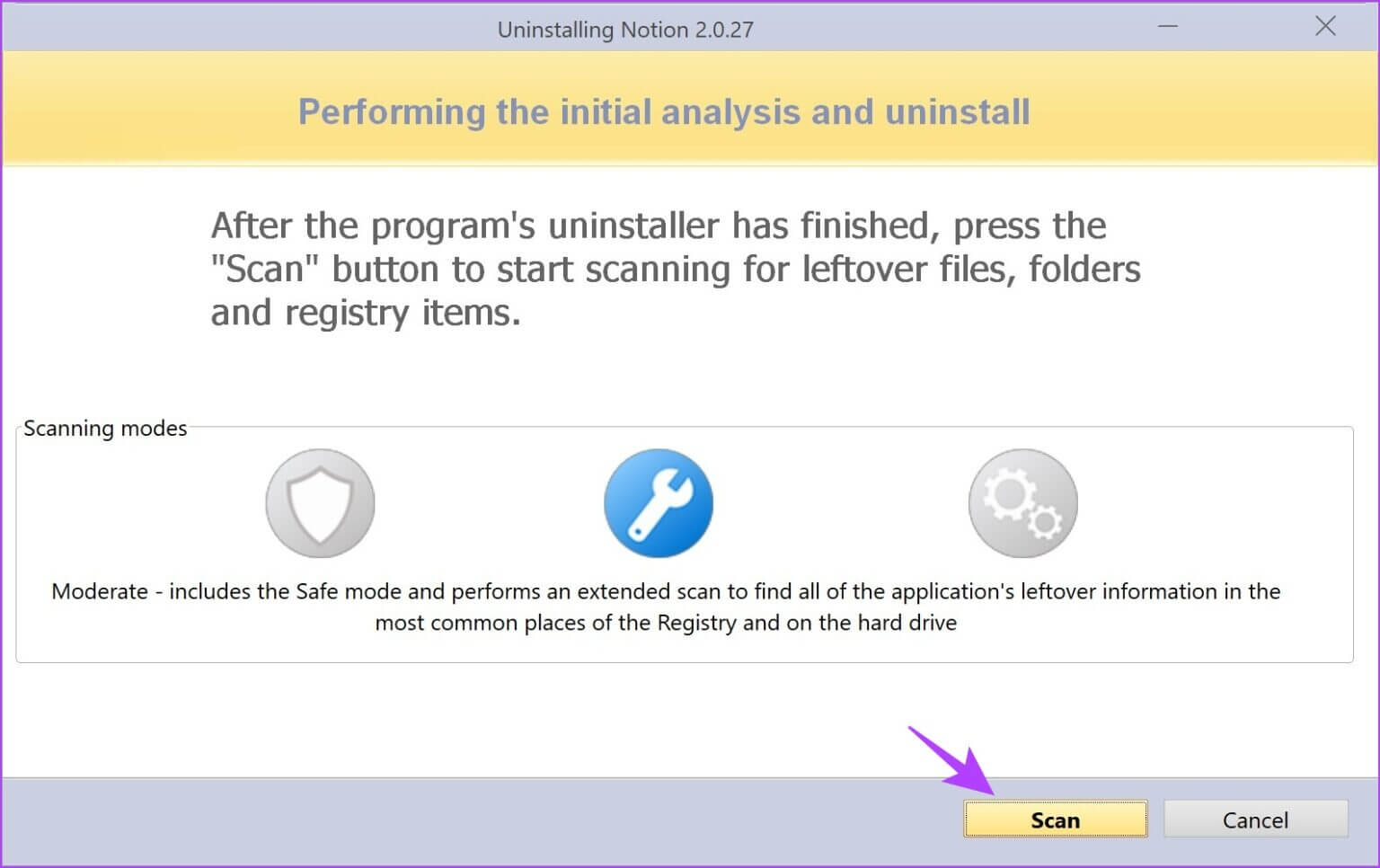 Click-on-Scan-Revo-Uninstaller-1536x966-1-1536x966 3 طرق لإزالة الملفات المتبقية بعد إلغاء تثبيت البرنامج على Windows