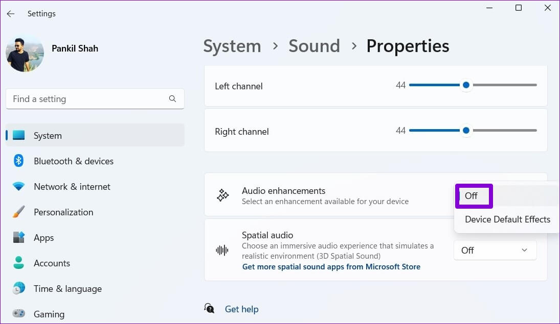 Disable-Audio-Enhancements-on-Windows-3-1095x635 أفضل 7 طرق لإصلاح انخفاض حجم الصوت على Windows 11