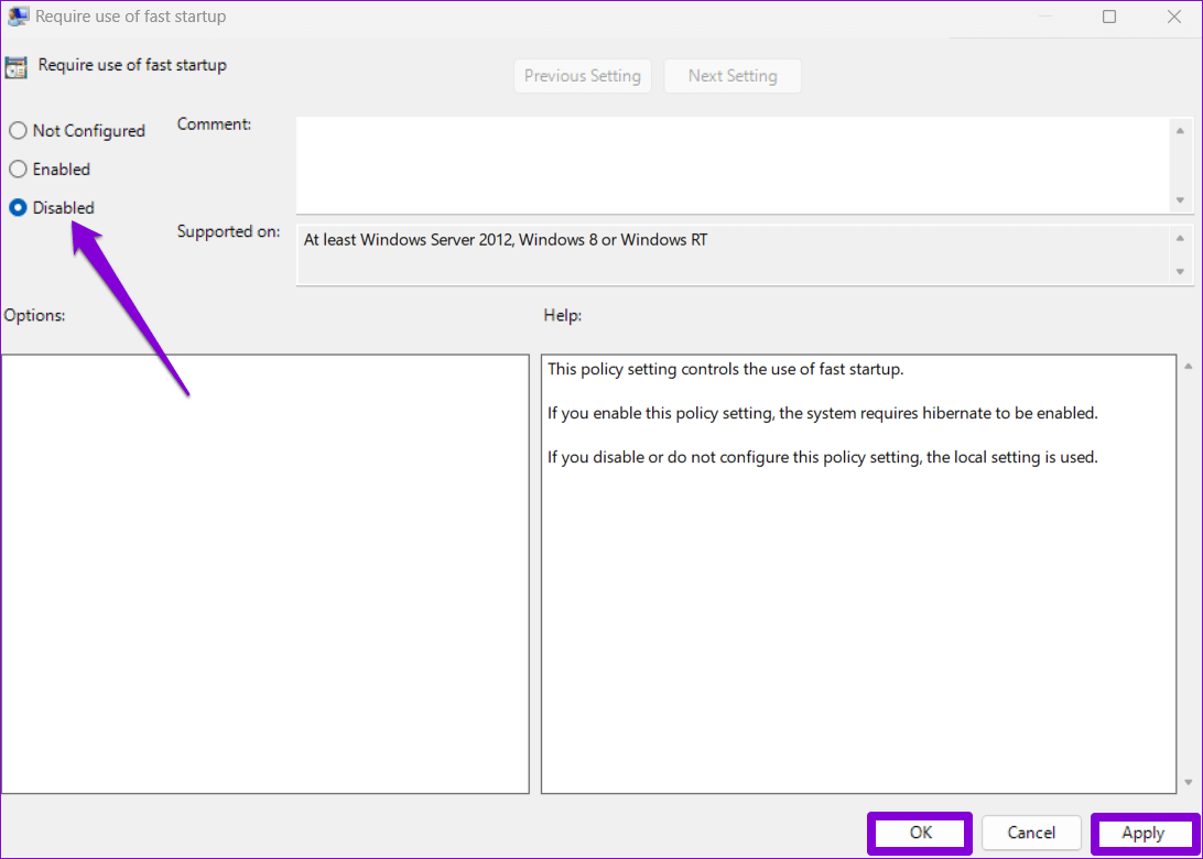 Disable-Fast-Startup-from-Group-Policy أفضل 4 طرق لتعطيل بدء التشغيل السريع على Windows 11