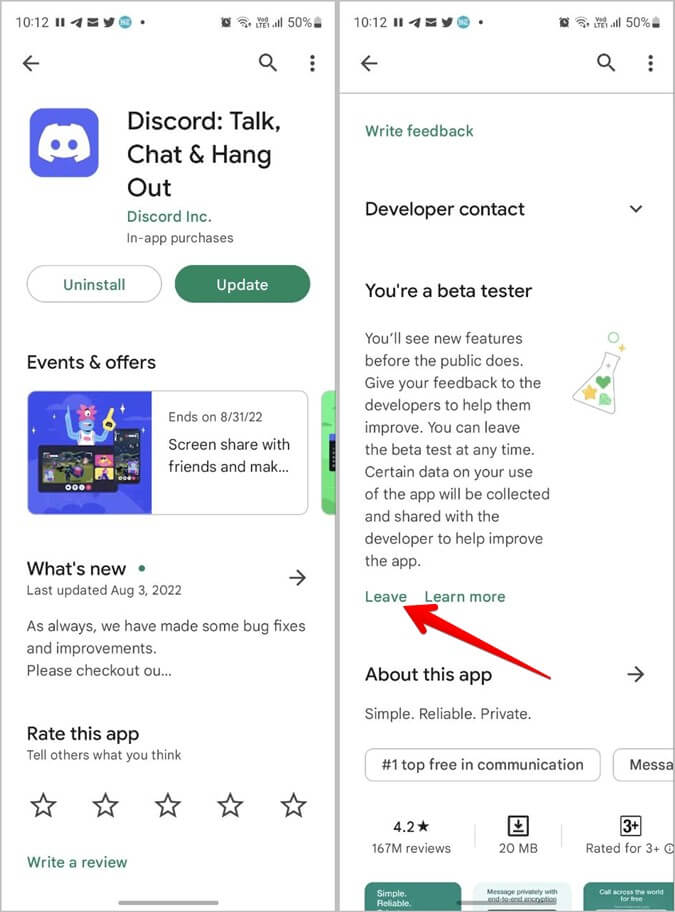 Discord-App-Leave-Beta-675x912 أفضل 13 إصلاحًا لعدم عمل Discord على Android و iPhone