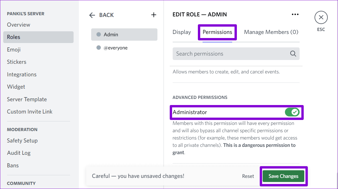 Discord-Role-Permissions-1 كيفية جعل شخص ما مسؤولًا أو مالكًا لخادم على Discord