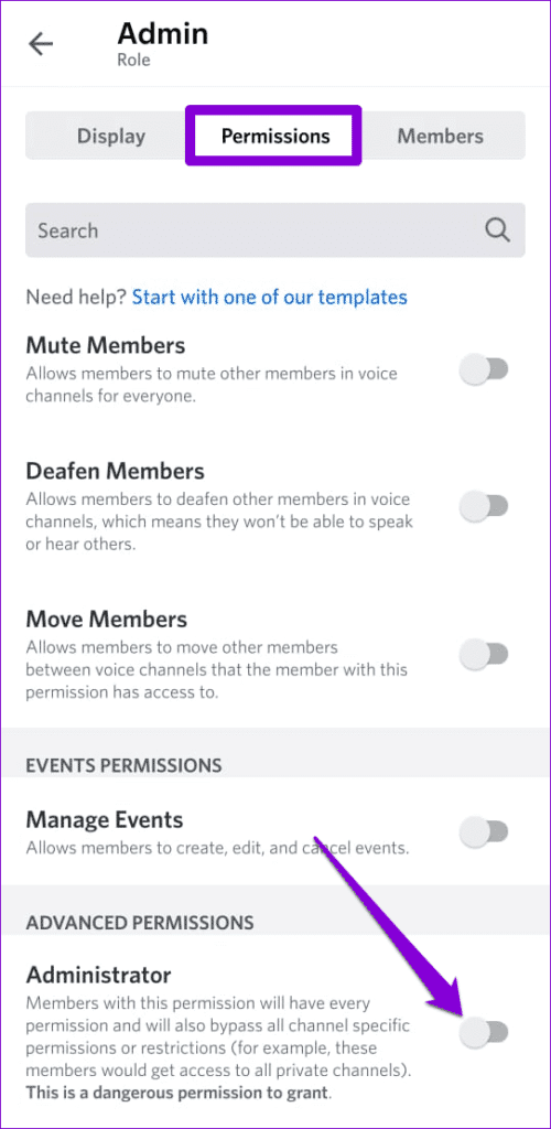 Discord-Role-Permissions-on-Mobile-500x1024-1 كيفية جعل شخص ما مسؤولًا أو مالكًا لخادم على Discord