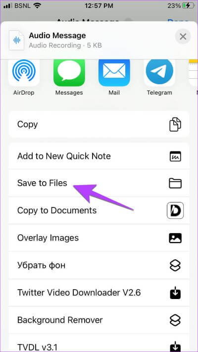 Download-Audio-Message-and-Save-to-Files-400x711 كيفية إرسال رسالة صوتية على iPhone (تحديث iOS 16)