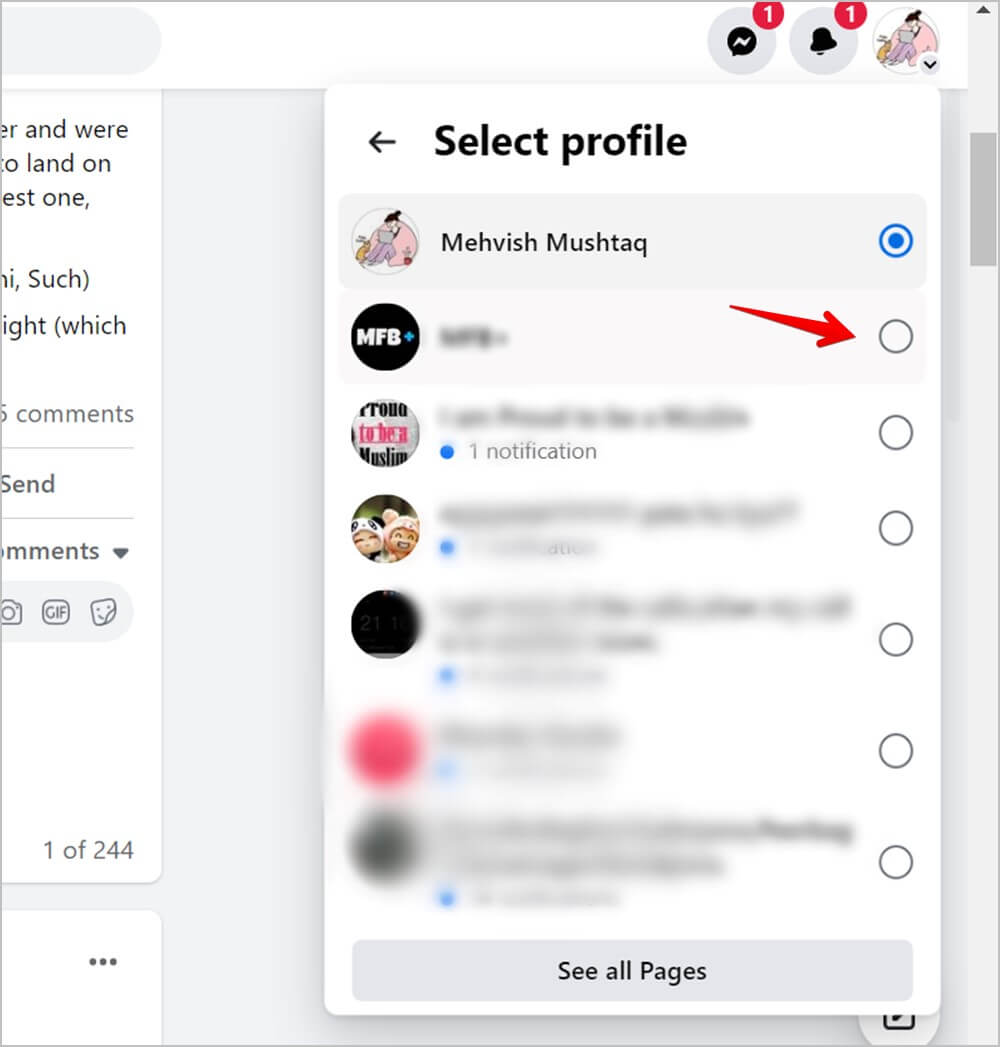 Facebook-Computer-Switch-to-Page-1000x1047 كيفية التبديل بين صفحة Facebook والملف الشخصي أو العكس بالعكس