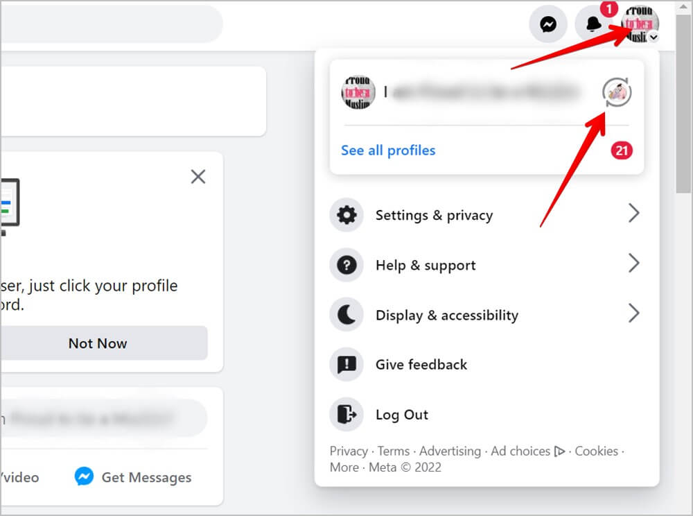 Facebook-Computer-Switch-to-Profile-1000x744 كيفية التبديل بين صفحة Facebook والملف الشخصي أو العكس بالعكس