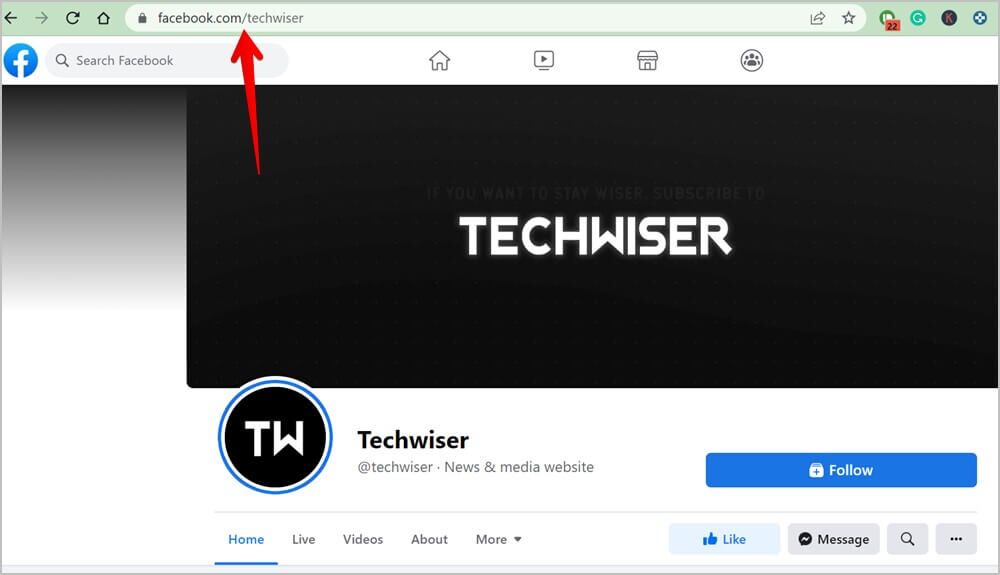 Facebook-Link-for-Page-or-Group-PC-1000x575 كيفية البحث عن عنوان URL ملفك الشخصي ومشاركته ، والمنشورات ، وما إلى ذلك على Facebook.