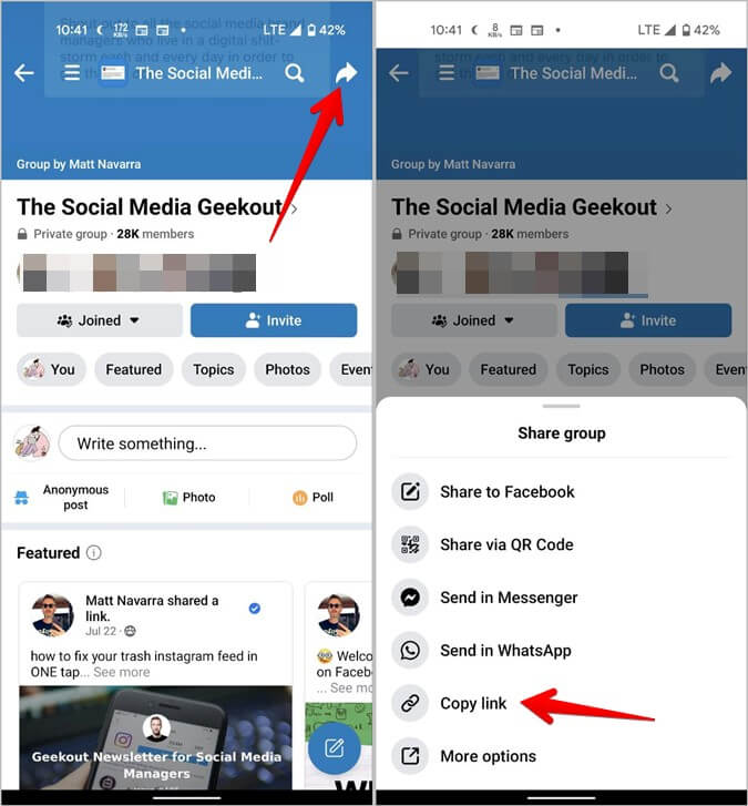 Facebook-Link-for-group-Mobile-Other-675x727 كيفية البحث عن عنوان URL ملفك الشخصي ومشاركته ، والمنشورات ، وما إلى ذلك على Facebook.