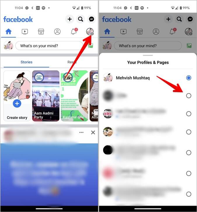 Facebook-Mobile-Switch-to-Page-675x727 كيفية التبديل بين صفحة Facebook والملف الشخصي أو العكس بالعكس