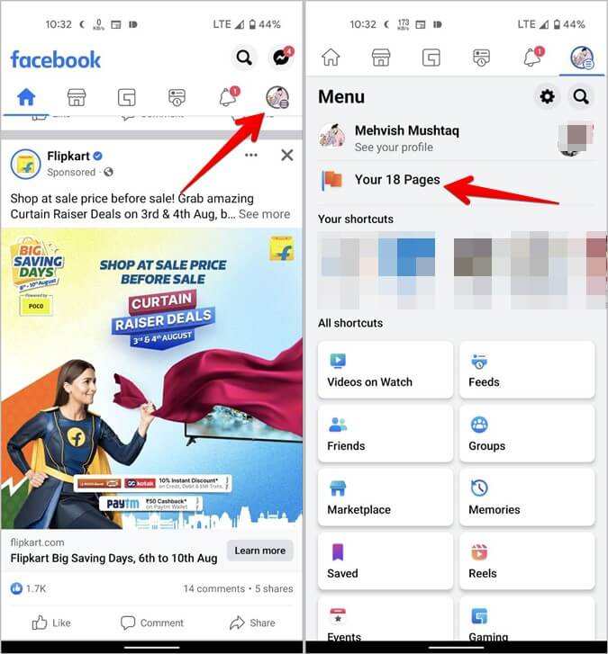 Facebook-Mobile-Your-Pages-Android-675x727 كيفية البحث عن عنوان URL ملفك الشخصي ومشاركته ، والمنشورات ، وما إلى ذلك على Facebook.