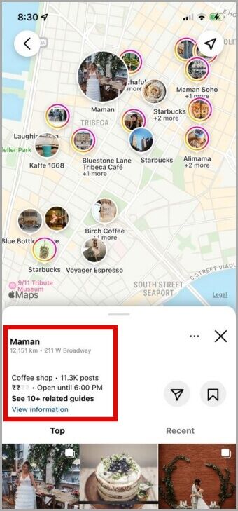 Find-Information-about-a-Business-on-Instagram-Map-340x729 كيفية استخدام ميزة الخريطة على Instagram