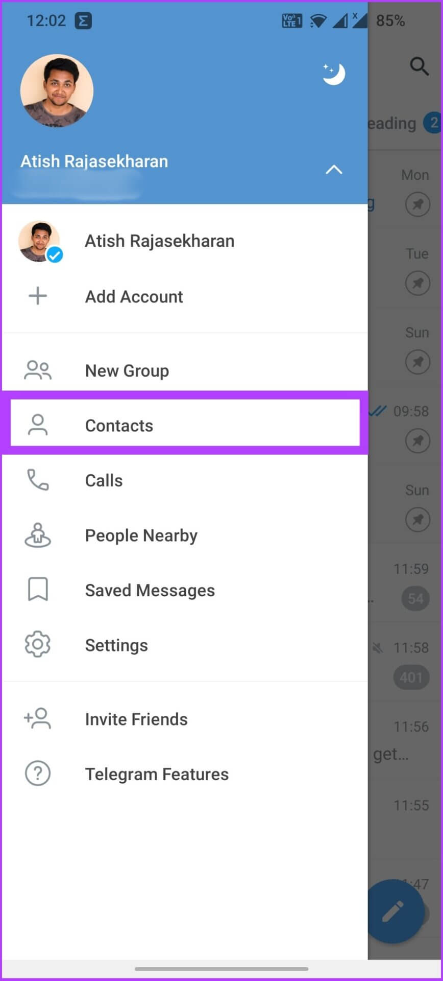 Go-to-Contacts-1-868x1920 كيفية حذف جهات اتصال Telegram على iPhone أو Android أو الكمبيوتر الشخصي