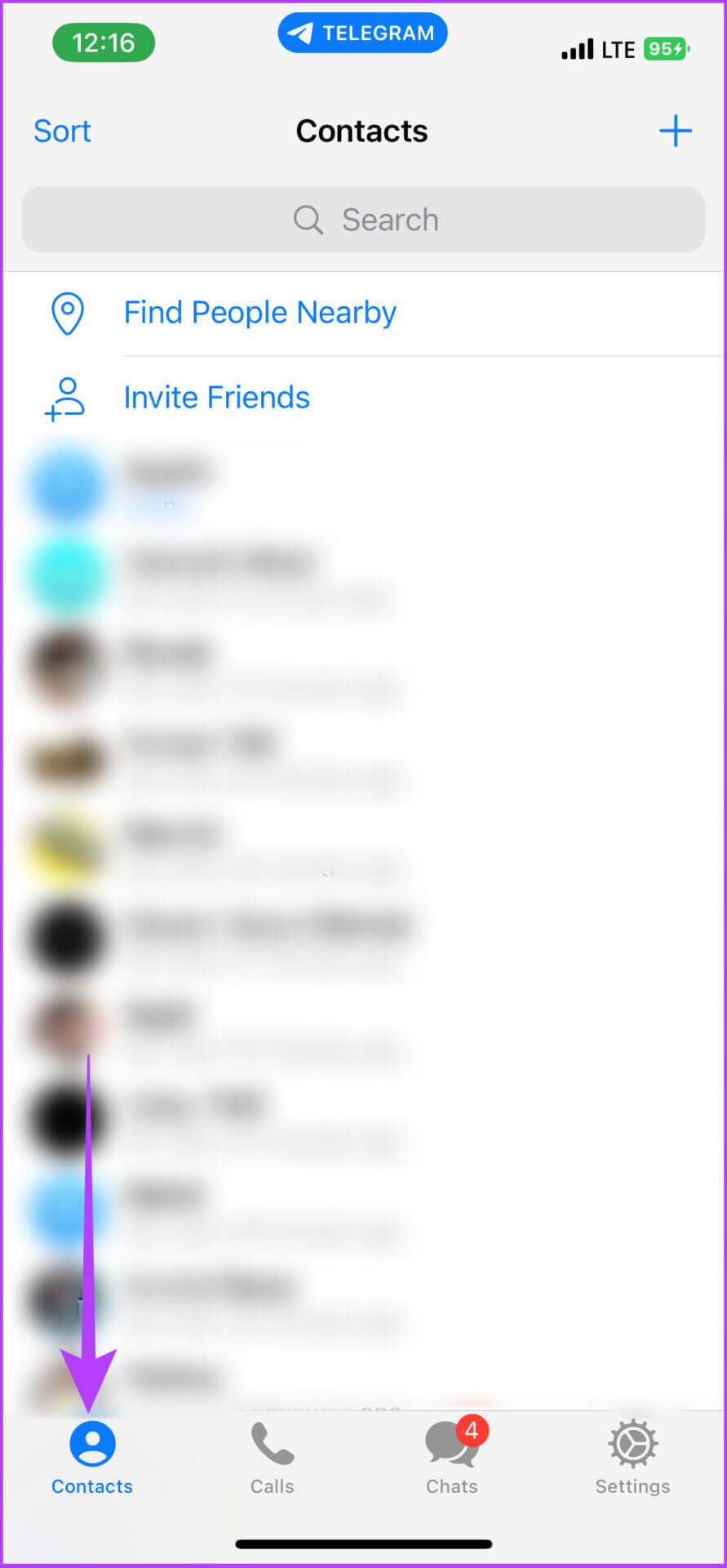Go-to-Telegram-Contacts-tab-1-891x1920 كيفية حذف جهات اتصال Telegram على iPhone أو Android أو الكمبيوتر الشخصي
