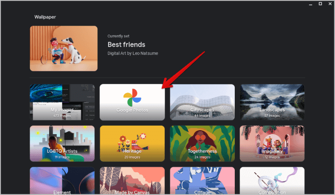 Google-Photos-option-on-Chromebook-Wallpaper كيفية تعيين الخلفية وشاشة التوقف على Chromebook