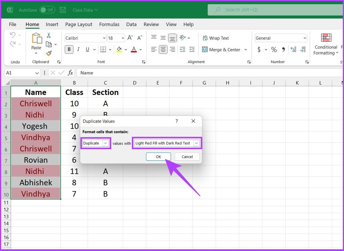 Highlight-Duplicates-in-Excel-6-1-1185x867 كيفية تحديد وتسليط الضوء على التكرارات في Excel: طريقتين سهلتين