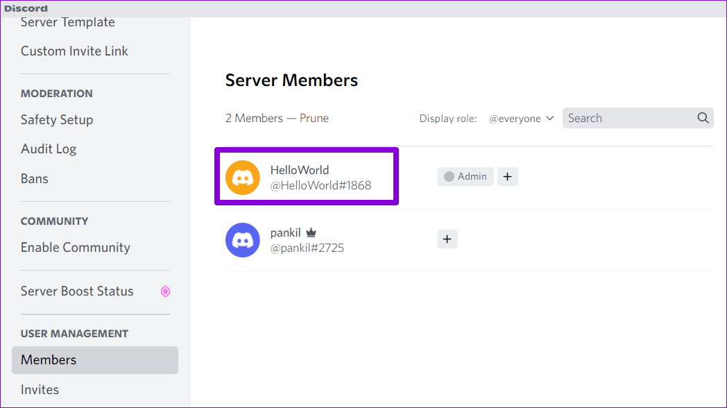 Locate-Discord-Member كيفية جعل شخص ما مسؤولًا أو مالكًا لخادم على Discord