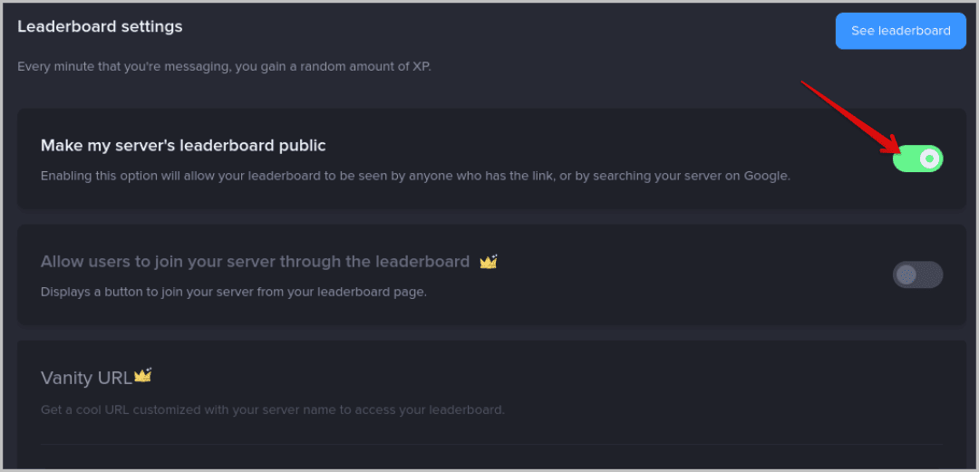 MEE6-leaderboard-public بديل مجاني لبوت Discord لمستويات MEE6