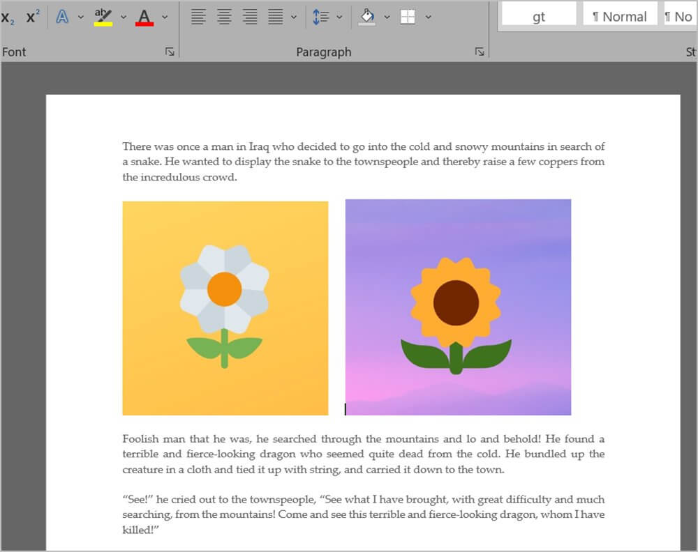 Microsoft-Word-Place-Cursor-Add-Space-1000x792 4 طرق لوضع صورتين جنبًا إلى جنب في Word