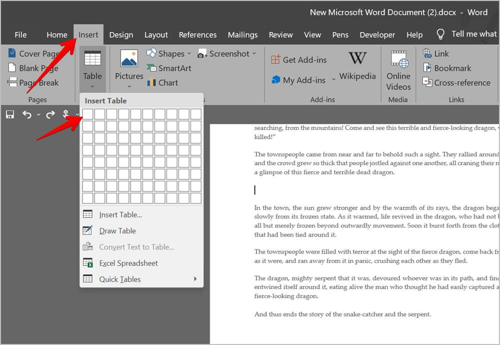 Microsoft-Word-Table-Add-1000x691 4 طرق لوضع صورتين جنبًا إلى جنب في Word