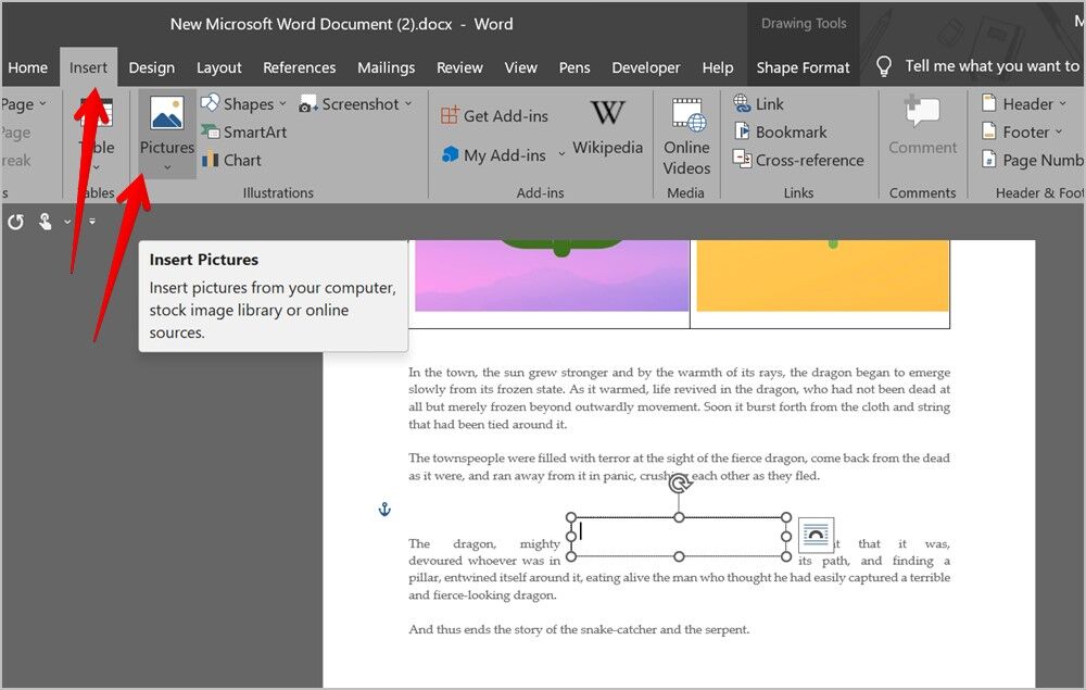 Microsoft-Word-Text-Box-Insert-Image-1000x635 4 طرق لوضع صورتين جنبًا إلى جنب في Word