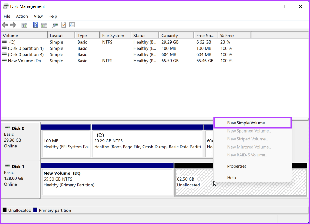 New-Simple-Volume كيفية إنشاء وتعديل أقسام القرص الصلب على Windows 11