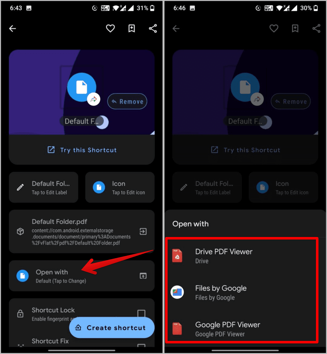 Open-with-app-shortcut-maker كيفية إضافة اختصار ملف / مجلد إلى شاشة Android الرئيسية