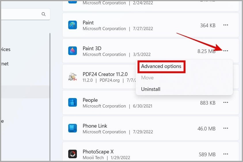 Paint-3D-Advanced-Options-on-Windows-11-844x565 أفضل 7 إصلاحات لعدم عمل الرسام أو الرسام ثلاثي الأبعاد على Windows 11