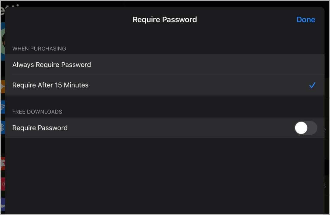 Require-Password-Settings-iPad-2-1-1086x710 كيفية منع App Store من طلب كلمة المرور على iPad