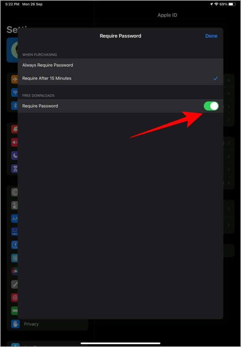 Require-Password-Settings-iPad-768x1103-1-768x1103 كيفية منع App Store من طلب كلمة المرور على iPad