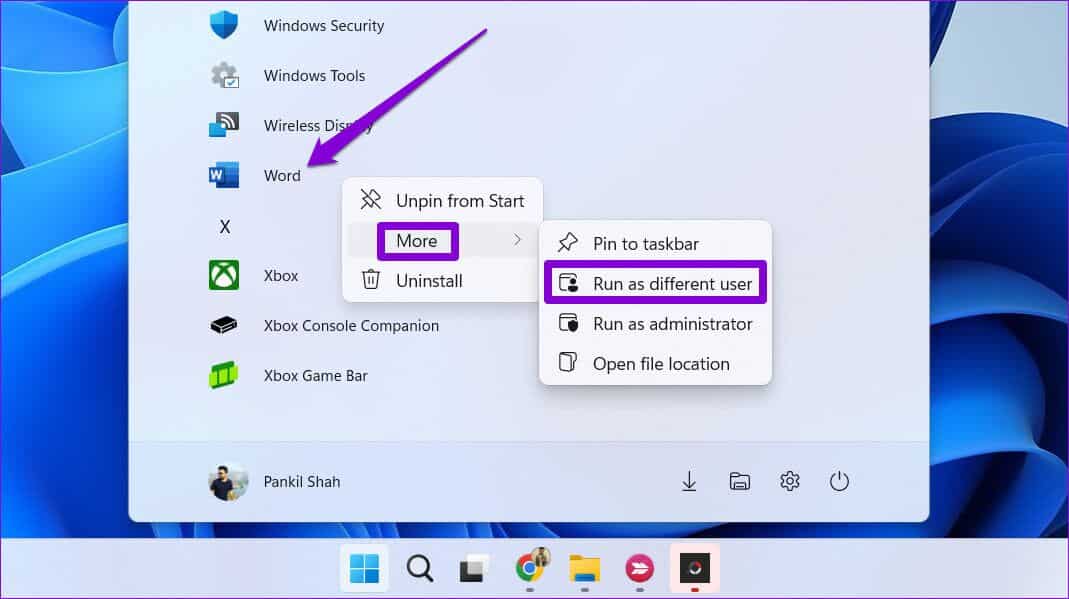 Run-App-as-Different-User-From-Start-Menu-1069x599 أفضل 3 طرق لتشغيل التطبيقات كمستخدم مختلف على Windows 11