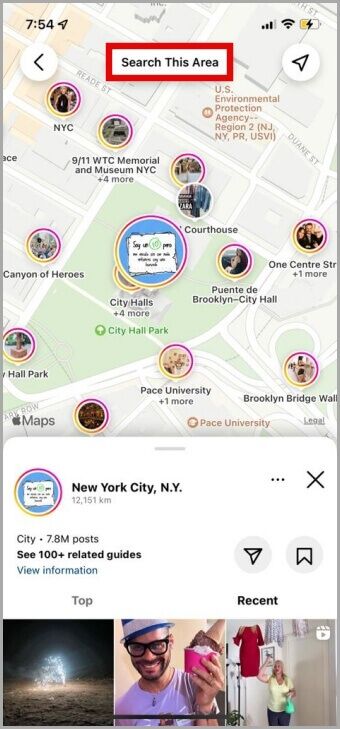 Search-Area-on-Instagram-Map-340x729 كيفية استخدام ميزة الخريطة على Instagram
