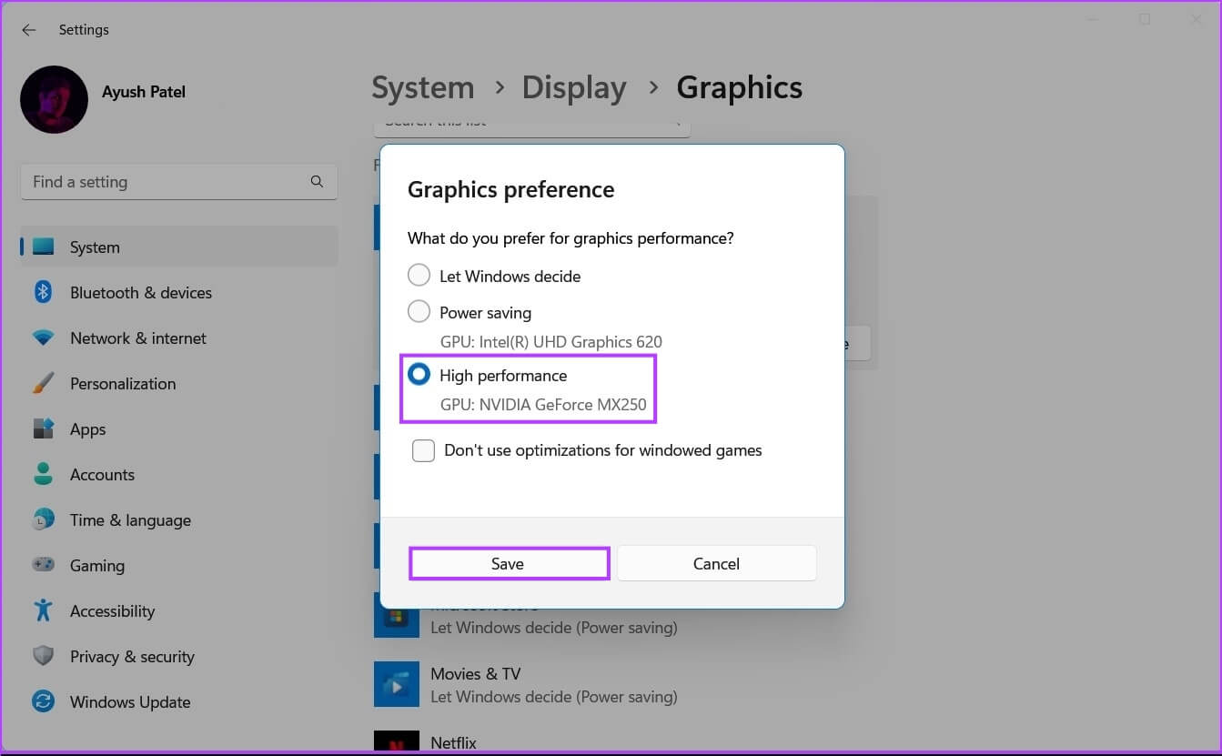 Select-GPU-1343x831 كيفية تعيين وحدة معالجة الرسوميات GPU المفضلة للتطبيقات والألعاب على Windows 11