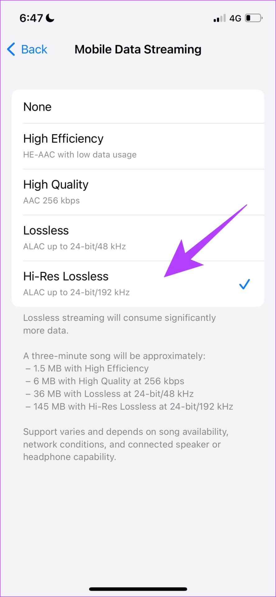 Select-High-Ress-Lossless-889x1920 iOS 16: كيفية استخدام الصوت المكاني المخصص على iPhone