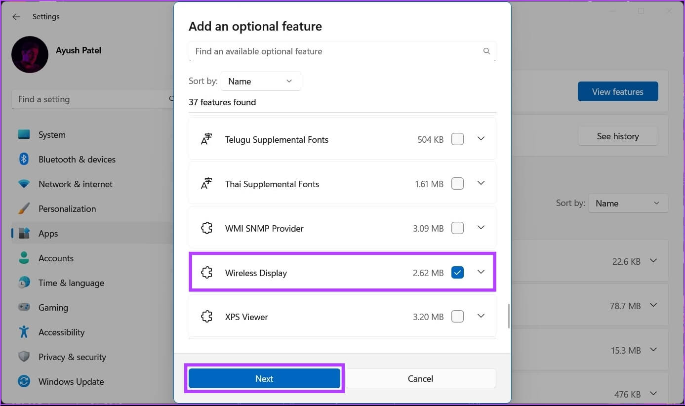 Select-Wireless-Display-1387x822 كيفية عكس Android لجهاز الكمبيوتر بنظام Windows 11