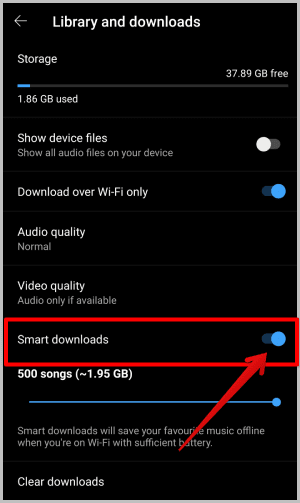 Smart-downloads-option كيفية تمكين / تعطيل ميزة التنزيل الذكي على YouTube و YouTube Music