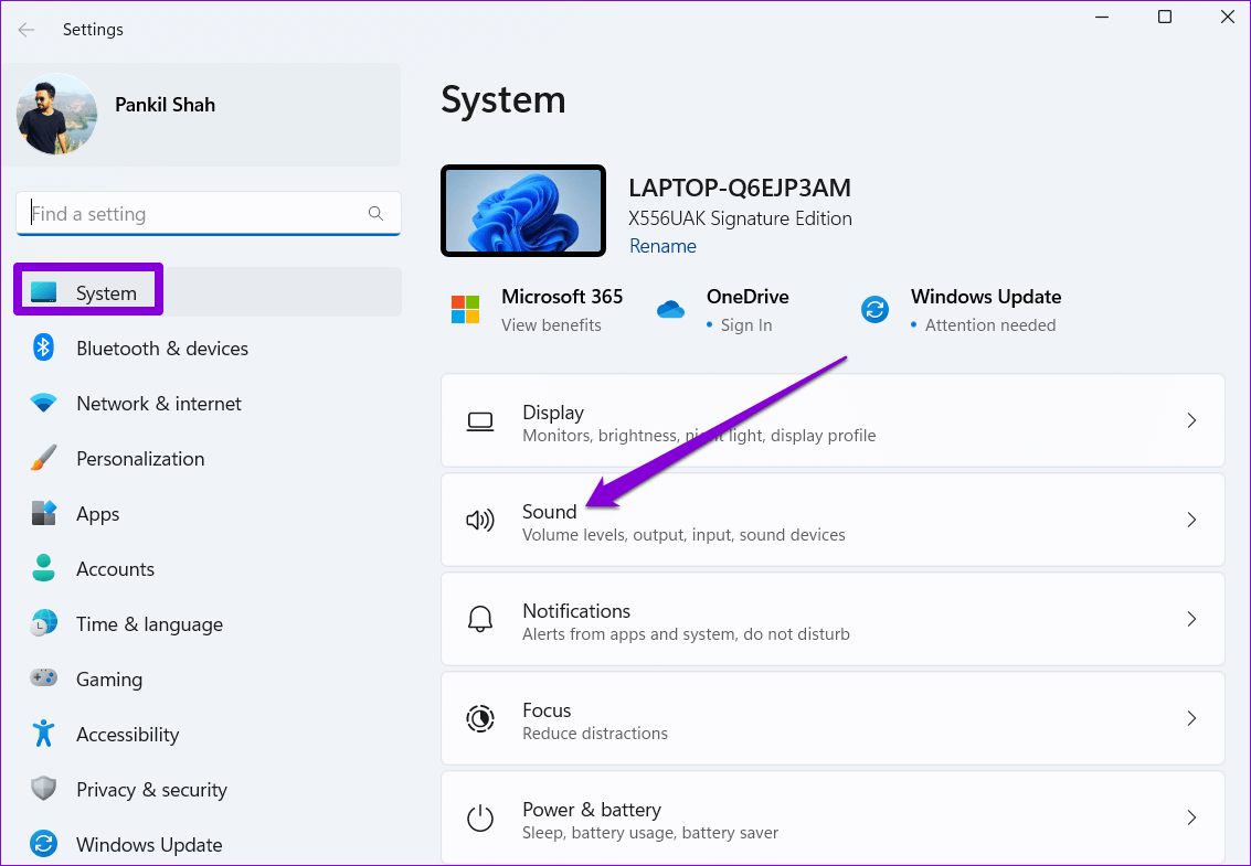 Sound-Settings-on-Windows-1 أفضل 7 طرق لإصلاح انخفاض حجم الصوت على Windows 11