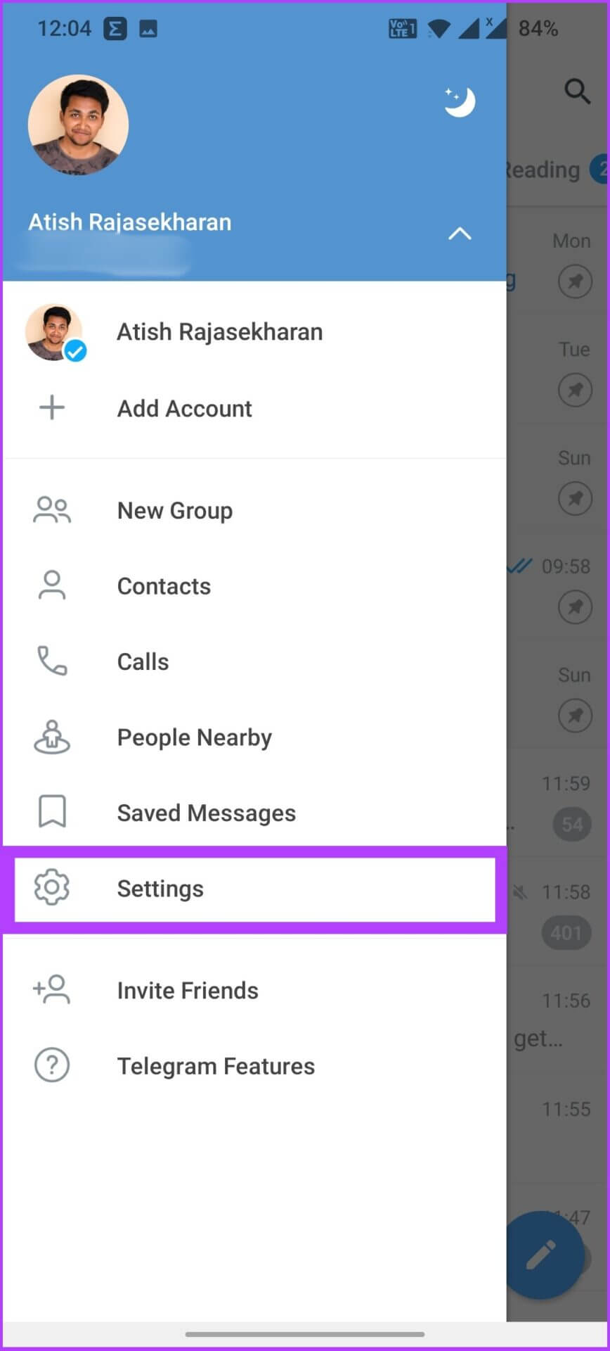 Tap-on-Telegram-Settings-1-868x1920 كيفية حذف جهات اتصال Telegram على iPhone أو Android أو الكمبيوتر الشخصي