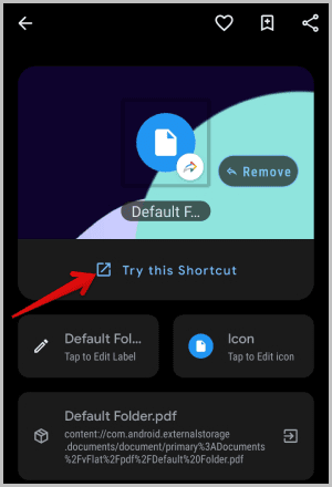 Try-this-shortcut-in-shortcut-maker كيفية إضافة اختصار ملف / مجلد إلى شاشة Android الرئيسية