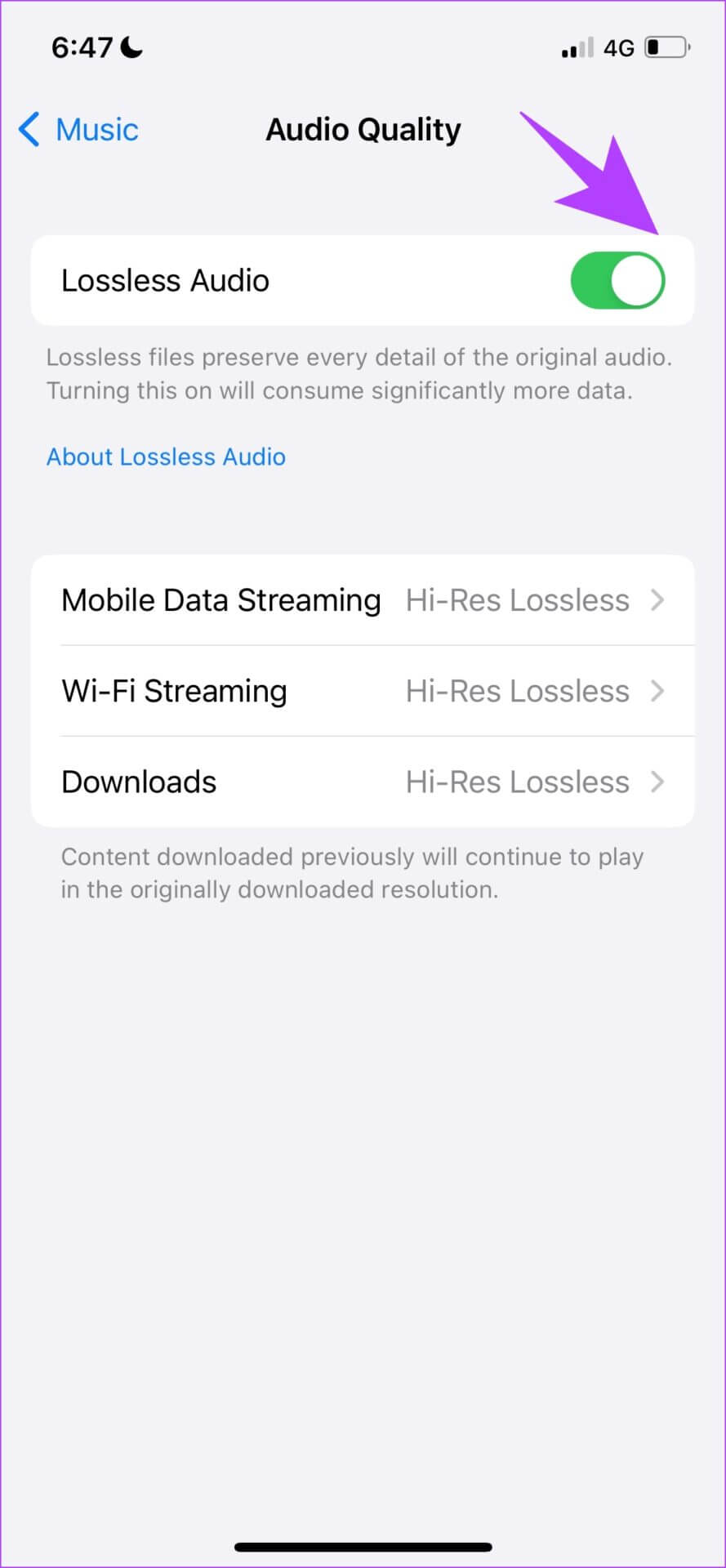 Turn-On-Toggle-For-Lossless-Audio-889x1920 iOS 16: كيفية استخدام الصوت المكاني المخصص على iPhone