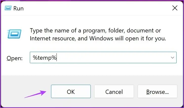 Type-the-code-for-temp-files 3 طرق لإزالة الملفات المتبقية بعد إلغاء تثبيت البرنامج على Windows