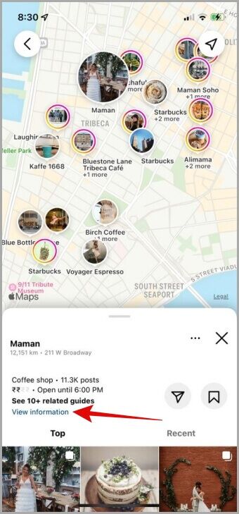 View-Business-Information-Instagram-Map-340x729 كيفية استخدام ميزة الخريطة على Instagram