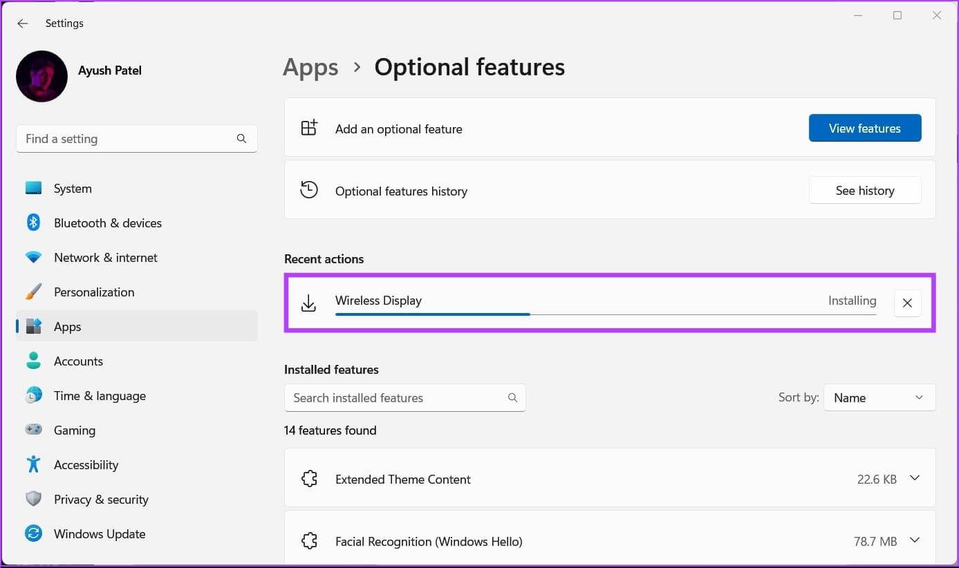 Wait-For-The-Feature-To-Install-1387x822 كيفية عكس Android لجهاز الكمبيوتر بنظام Windows 11