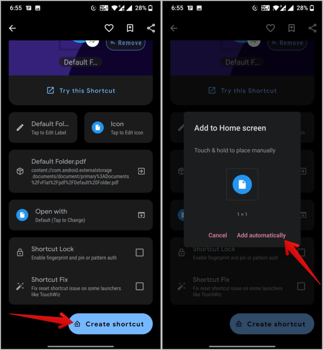 add-automatically-1080x1171 كيفية إضافة اختصار ملف / مجلد إلى شاشة Android الرئيسية