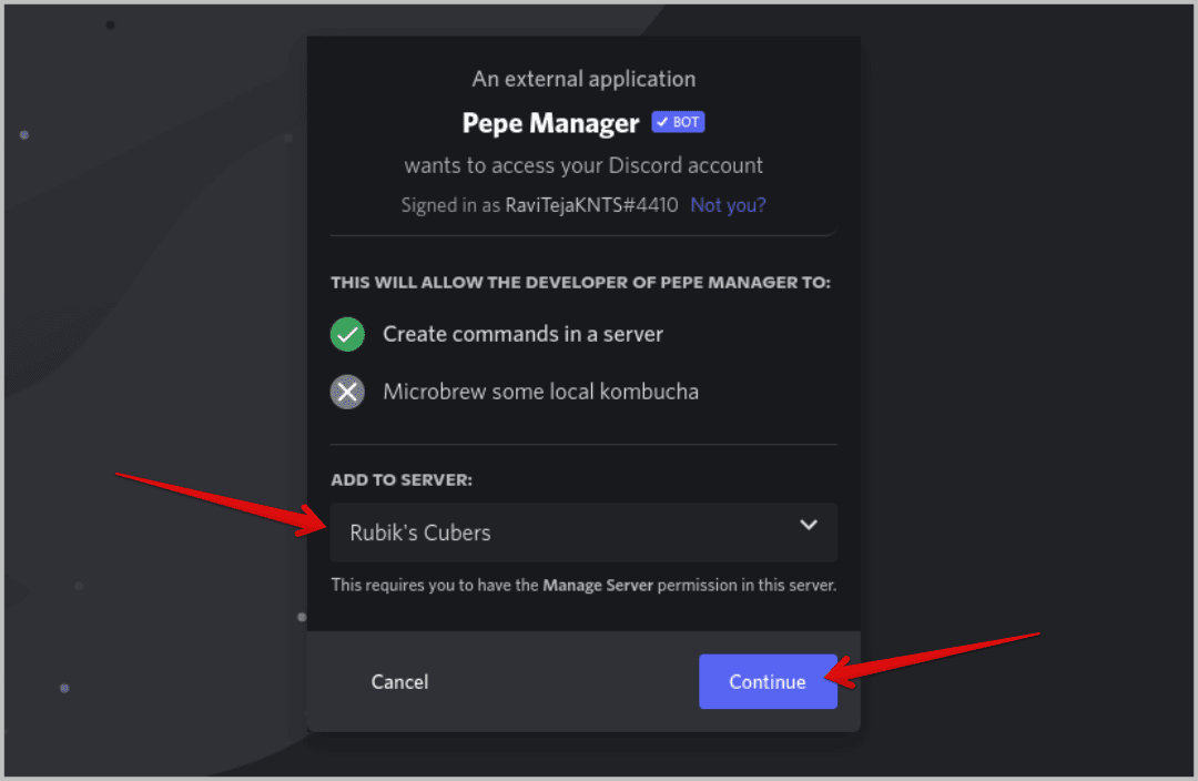 adding-pepe-manager-to-the-server بديل مجاني لبوت Discord لمستويات MEE6
