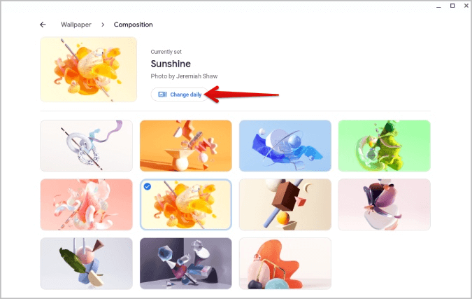 change-wallpaper-daily-on-ChromeOS كيفية تعيين الخلفية وشاشة التوقف على Chromebook