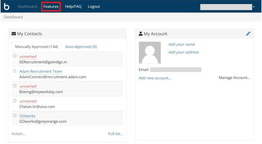 click-on-features-from-the-options-at-the-top--904x498 كيفية إلغاء تثبيت Boxbe